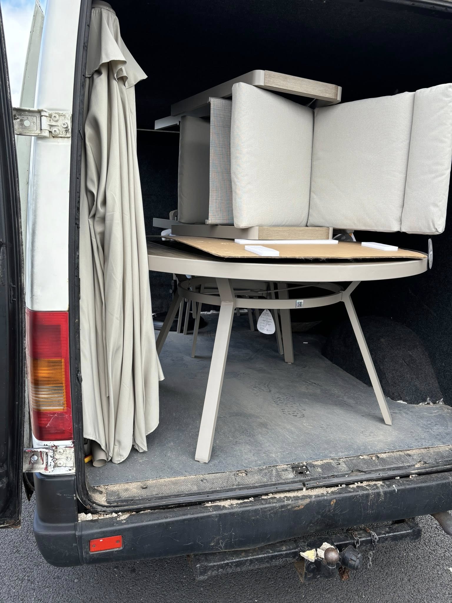Moving garden furniture