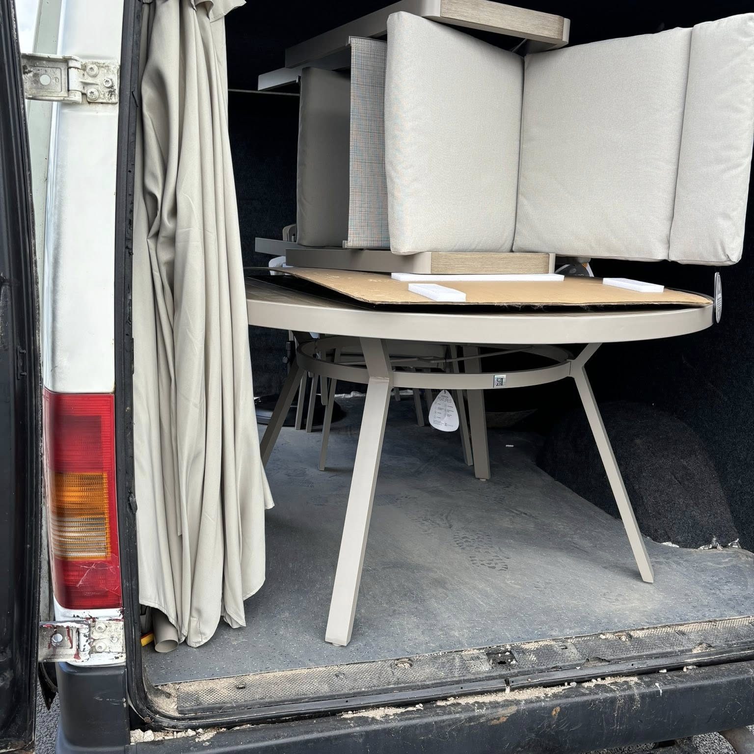 Moving garden furniture